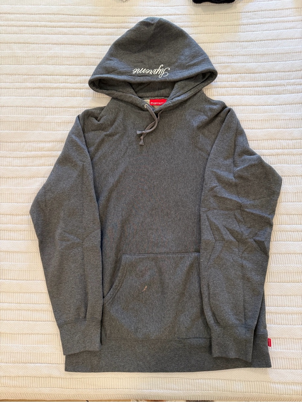 Supreme Charcoal Gray Hoodie with Script Logo